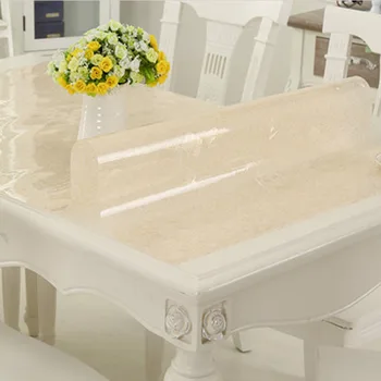 

Waterproof PVC tablecloth tablecloth transparent tablecloth pad kitchen gold pattern glass soft cloth oil-proof table cloth 1.0