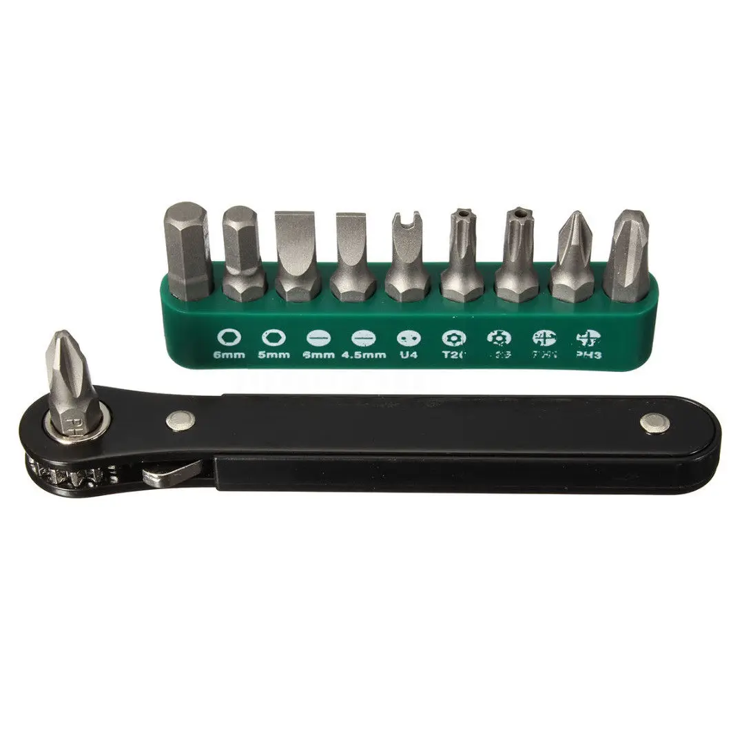 

10 in 1 Right Angle Offset Hand Ratchet Screwdriver Set Repair Home Outdoor