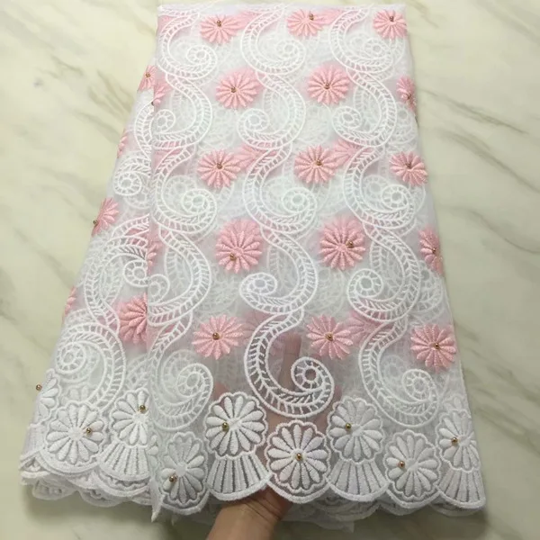 pink Африканский тюль, кружевная ткань с вышивкой камнями, высокое качество, французская нигерийская сетка, кружевная ткань для свадьбы - Цвет: pink