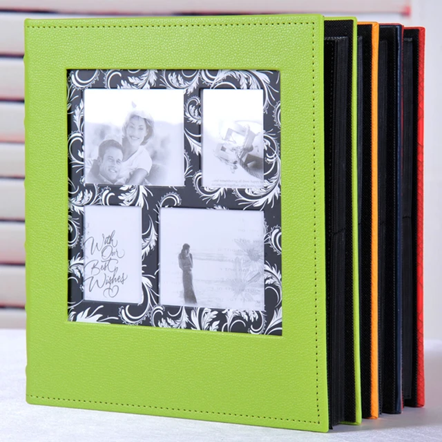 RECUTMS Photo Albums 4x6 Photos 200 Pocket Black Pages Album PU Leather  Slip In