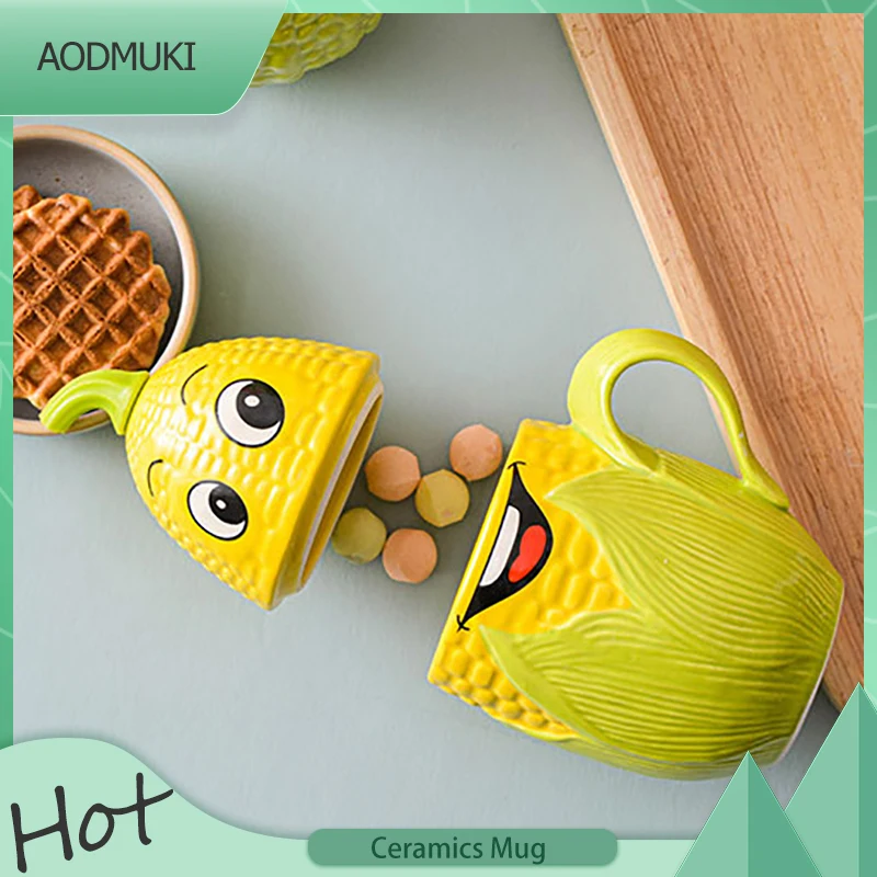 

380MlCartoon Creative Cute Ceramics Maize Bitter Gourd Shape Breakfast Milk Coffee Mug Office Tea Water Drinkware Cup Couple Mug