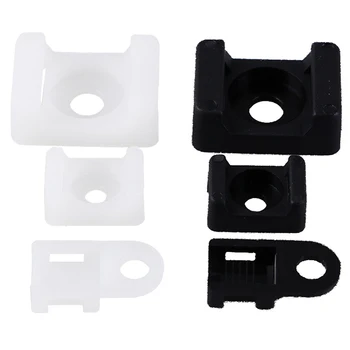 

100PCs Cable Tie Mount Wire Buddle Saddle Type Plastic Holder White Black