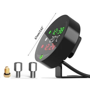 

Waterproof Night Vision Motorcycle LED Digital Display Voltmeter Voltage Volt Water Temperature Gauge Time LED 5 in 1