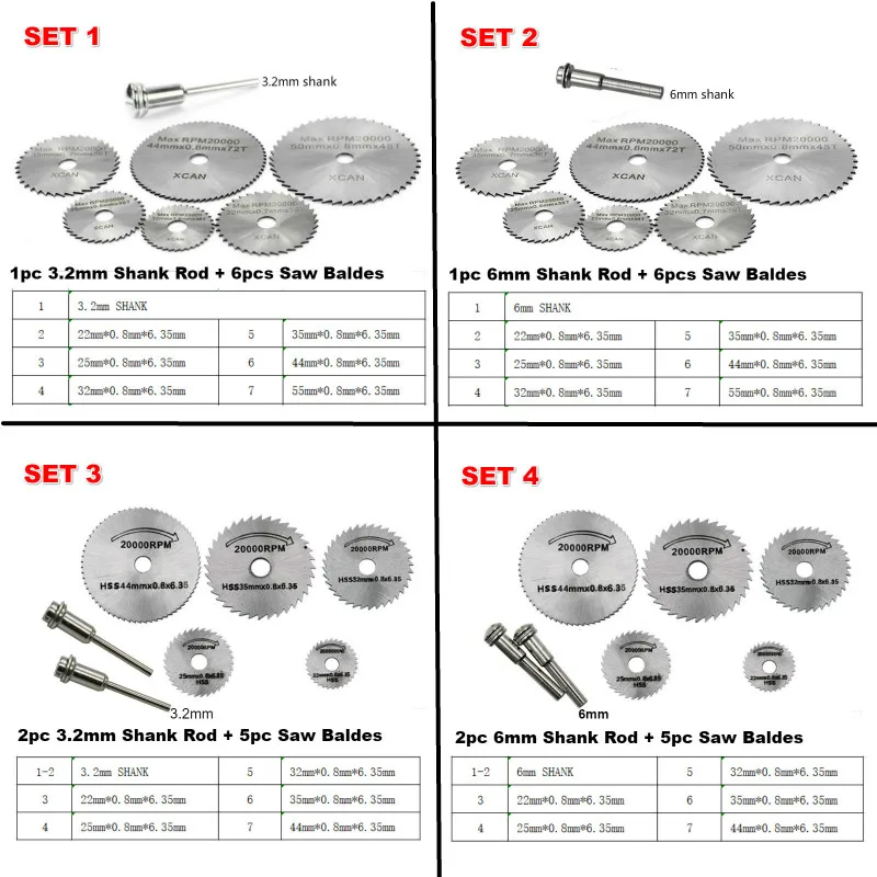7 шт. HSS Циркулярный пильный диск роторный инструмент для Dremel металлический резак Электроинструмент набор дерева режущие диски сверлильная оправка среза