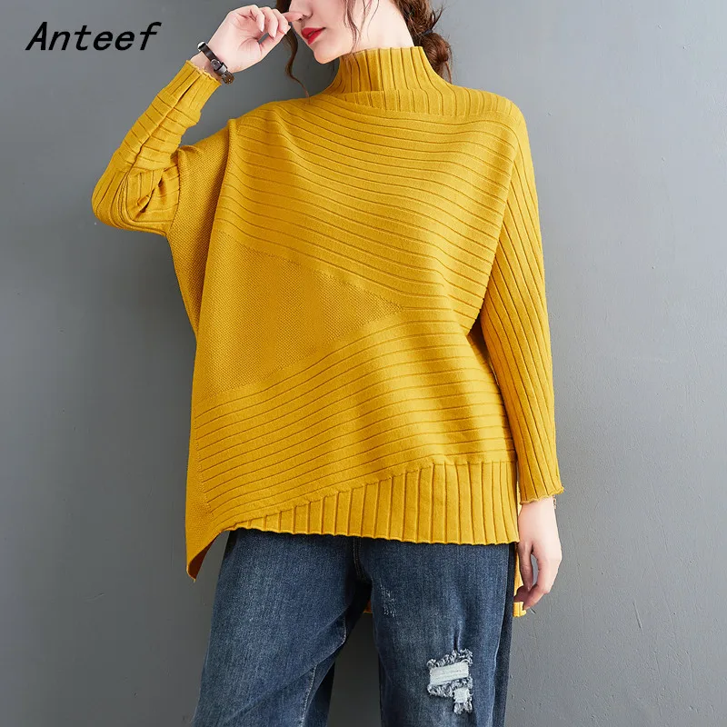 korean fashion long sleeve oversized knitted tops causal loose