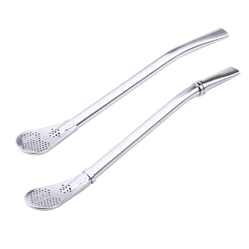 Stainless Steel Drinking Straw Spoon Tea Filter Yerba Mate Tea Straws Bombilla Gourd Reusable Tea Tools Washable Bar Accessories