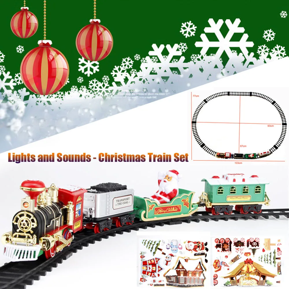 Огни и звуки Рождественский поезд набор железная дорога игрушка для трека Рождественский поезд подарок для детей игрушки brinquedos zabawki игрушки