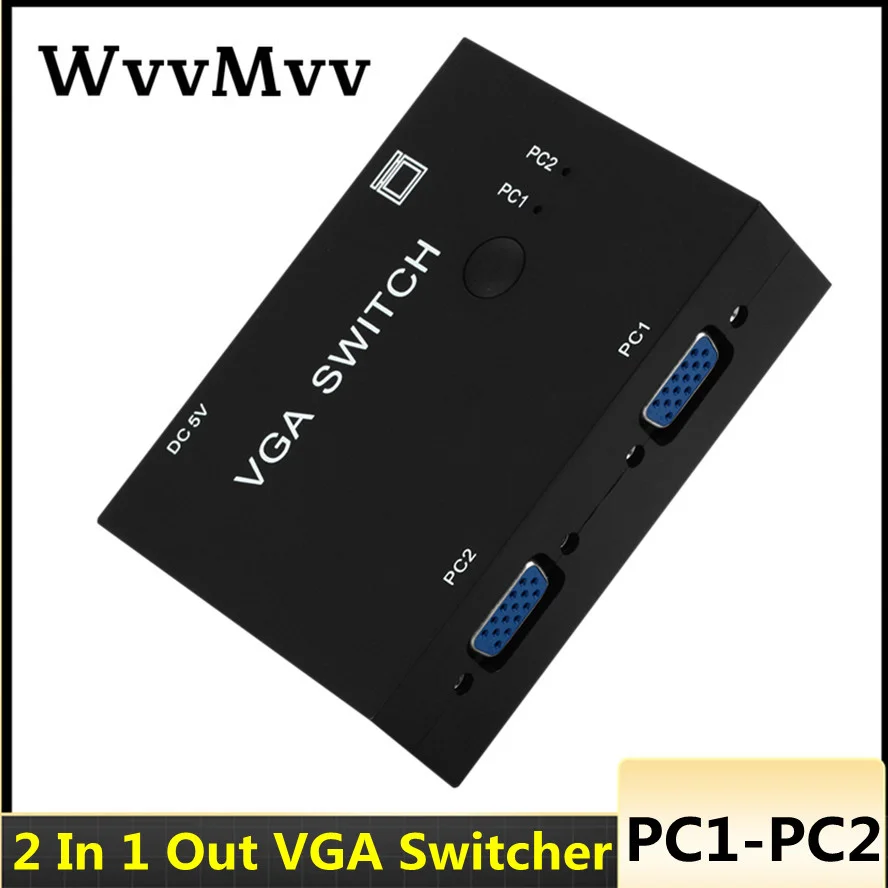 콘솔 셋톱 박스용 VGA 스위치 박스, HD 2 in 1 Out 스위처, 2 포트 VGA, 2 호스트 공유 1 디스플레이 프로젝터, 노트북 컴퓨터용 