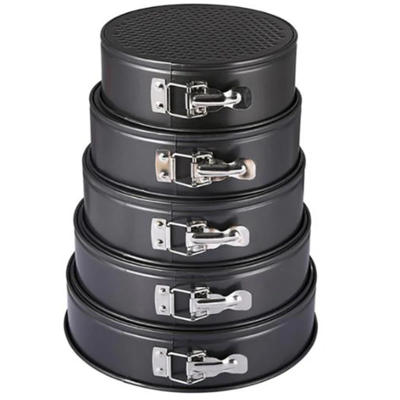 5 Pcs Kitchen Cake Baking Pan Round Shape Non-Stick Mold Steel Set Removable Bottom Decorating Tools |
