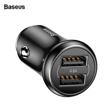Baseus, автомобильное зарядное устройство с двумя USB разъемами для мобильного телефона, адаптер 4.8A, быстрая зарядка, автомобильное USB зарядное устройство для телефона для iPhone, samsung, Xiaomi, Oneplus