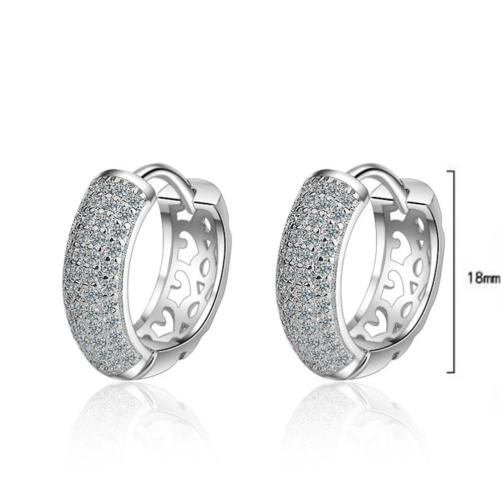 Women Earrings Copper Plated White Gold Double Row Zircon Fashion Party Ladies Female Personality Wild Jewelry | Украшения и