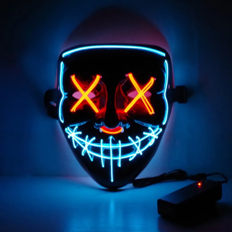 Хэллоуин СВЕТОДИОДНЫЙ маска очистка маски выбор тушь для ресниц костюм DJ вечерние светящиеся Полнолицевые декоративные маски Светящиеся в темноте Новинка - Цвет: E