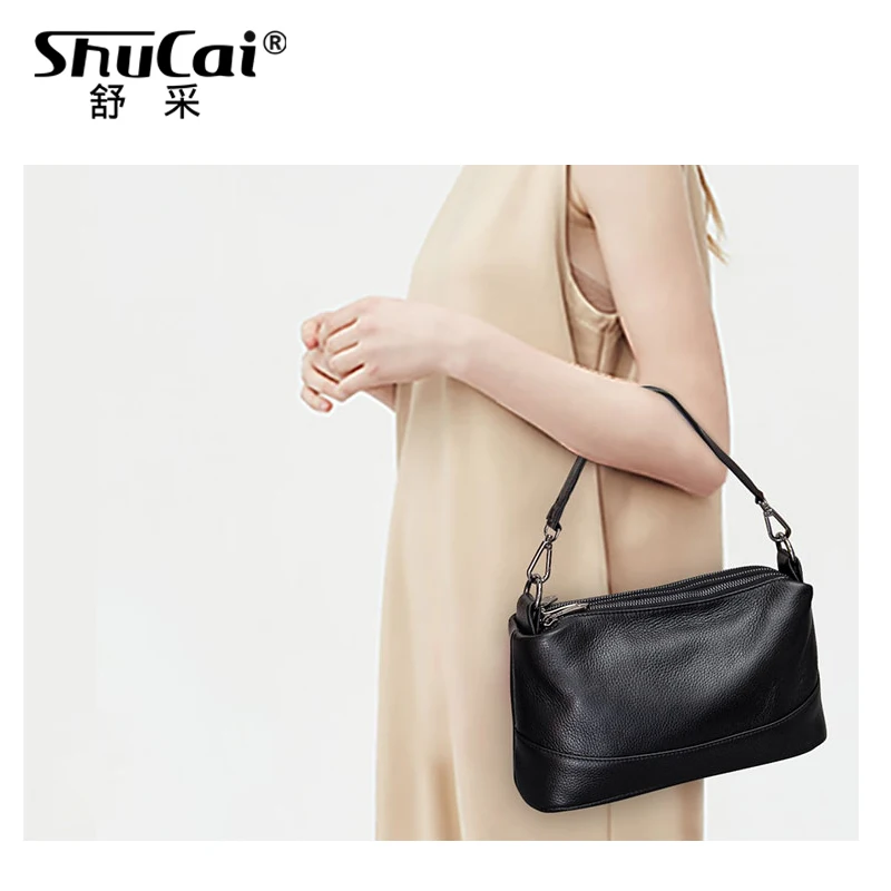 Shucai Genuine Leather Women Shoulder Bag Fashion Crossbody Bag For Women  2020 Luxury Ladies Solid Casual Small Messenger Bags - Shoulder Bags -  AliExpress