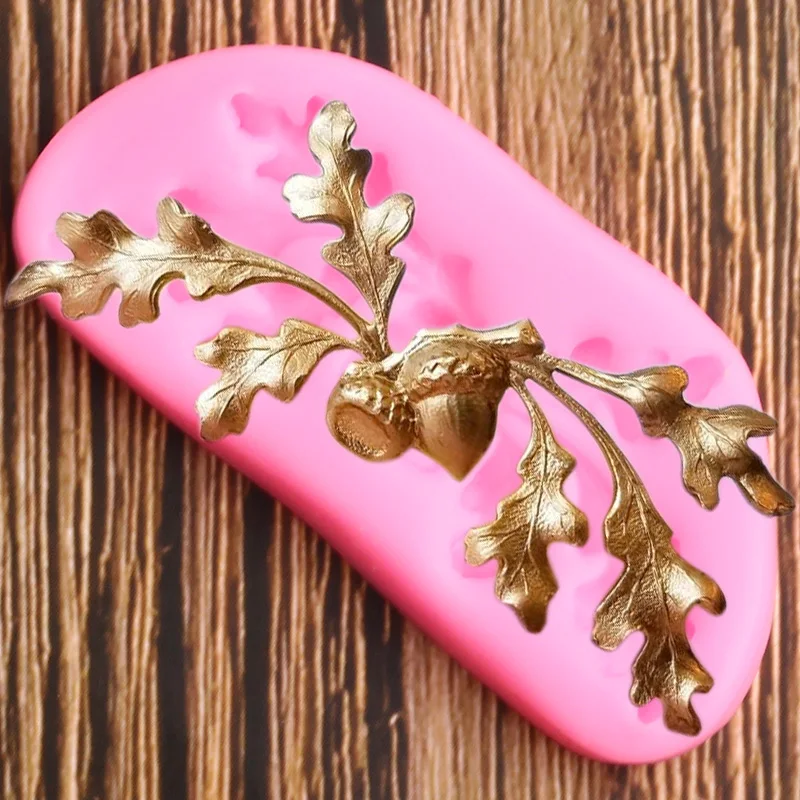 

Acorn Leaves Border Silicone Molds Cupcake Topper Fondant Mold Cake Decorating Tools Nut Chocolate Gumpaste Candy Clay Moulds