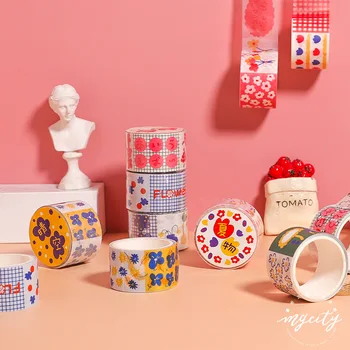 

Kawaii Washi Tape Translucent Sulfuric Acid Paper Tape Japanese Small Floral Pattern Planner Book Material Student Stationery