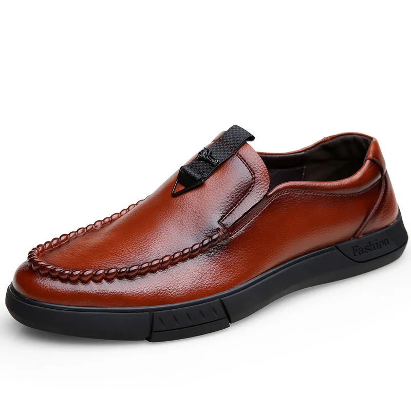 Misalwa/; дышащая удобная повседневная обувь; кожаная офисная обувь для отдыха; высококачественные стильные мягкие мокасины на плоской подошве - Цвет: Brown