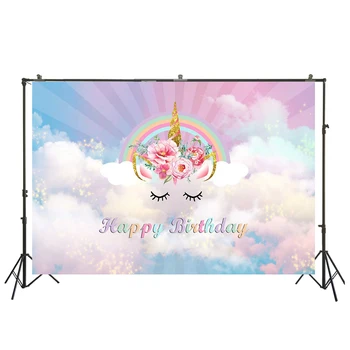 

Unicorn Backdrops for Photography Happy Birthday Background for Party Decoration Props Photo Booth Studio Props SM-776