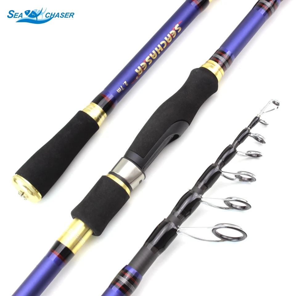 

1.8m 2.1m 2.4m 2.7m carbon rotary cast rod telescopic bait fishing rod 7-28g bait weight portable travel fishing rod