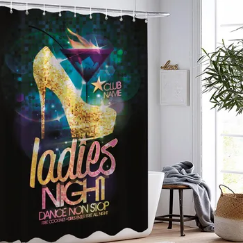

3D high heels printed shower curtain/toilet mat/non-slip floor mat/U-shaped mat/waterproof shower curtainfour-piece bathroom set