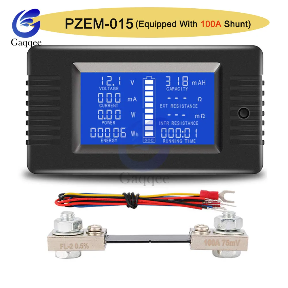 PZEM015 100A Shunt PZEM-015 0-200 в 0-100A автомобильный тестер емкости аккумулятора мощность сопротивление энергии Цифровой вольтметр счетчик энергии - Цвет: PZEM015 100A Shunt