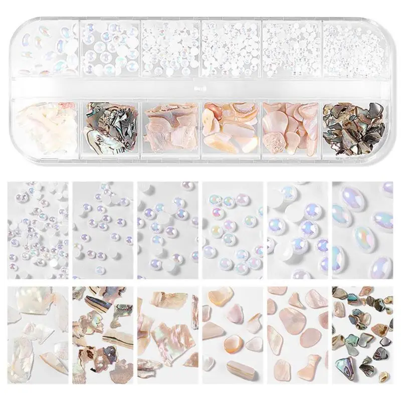 

1 Box Shell Piece Pearl Nail Art Decorations DIY Shimmer Manicure Polish
