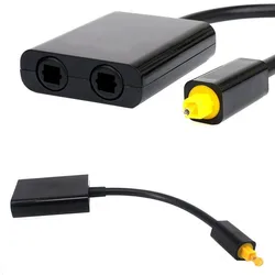 Adaptador divisor de Audio óptico SPDIF Digital, concentrador divisor de Cable óptico de 2 vías, Toslink SPDIF, 1 entrada y 2 salidas