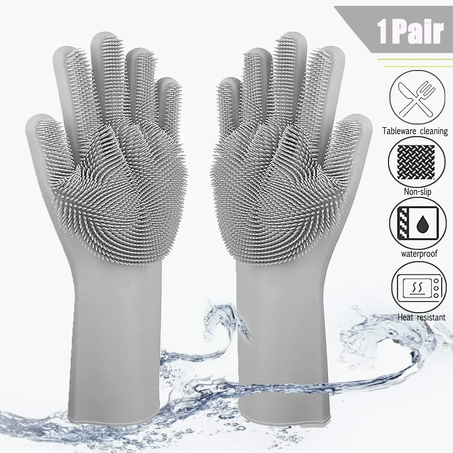 

Silicone Magic Dishwashing Gloves Reusable Dishwasher Cleaning Silicone Washing Gloves Rubber Glove for Household Car Washing