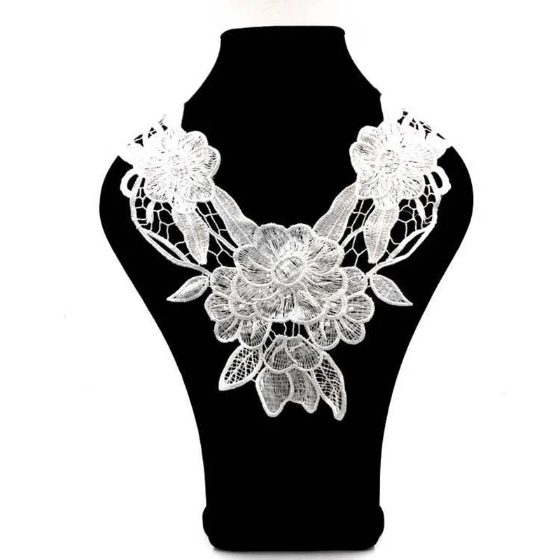 

5Pcs Flower Embroidery Neckline Lace Collar DIY Handmade White Black Fabric For Clothes Supplies Craft Handmade