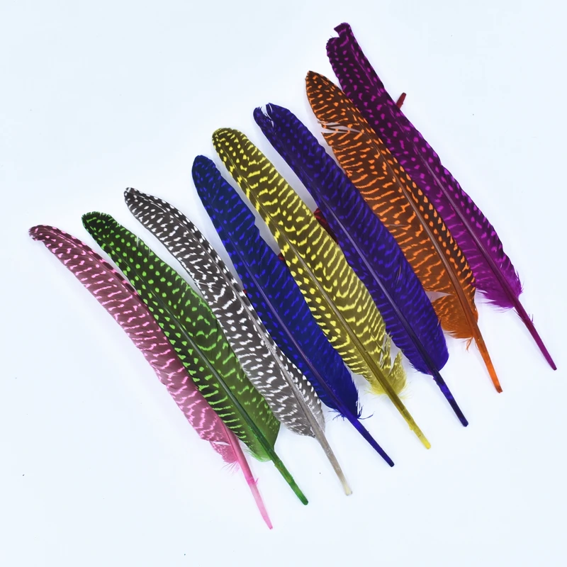 

Colorful Polka Dot Dyed Guinea Hen Feathers for Crafts 15~20cm 6-8" Pheasant Feathers for Clothes Plumas Carnaval Feather Decor