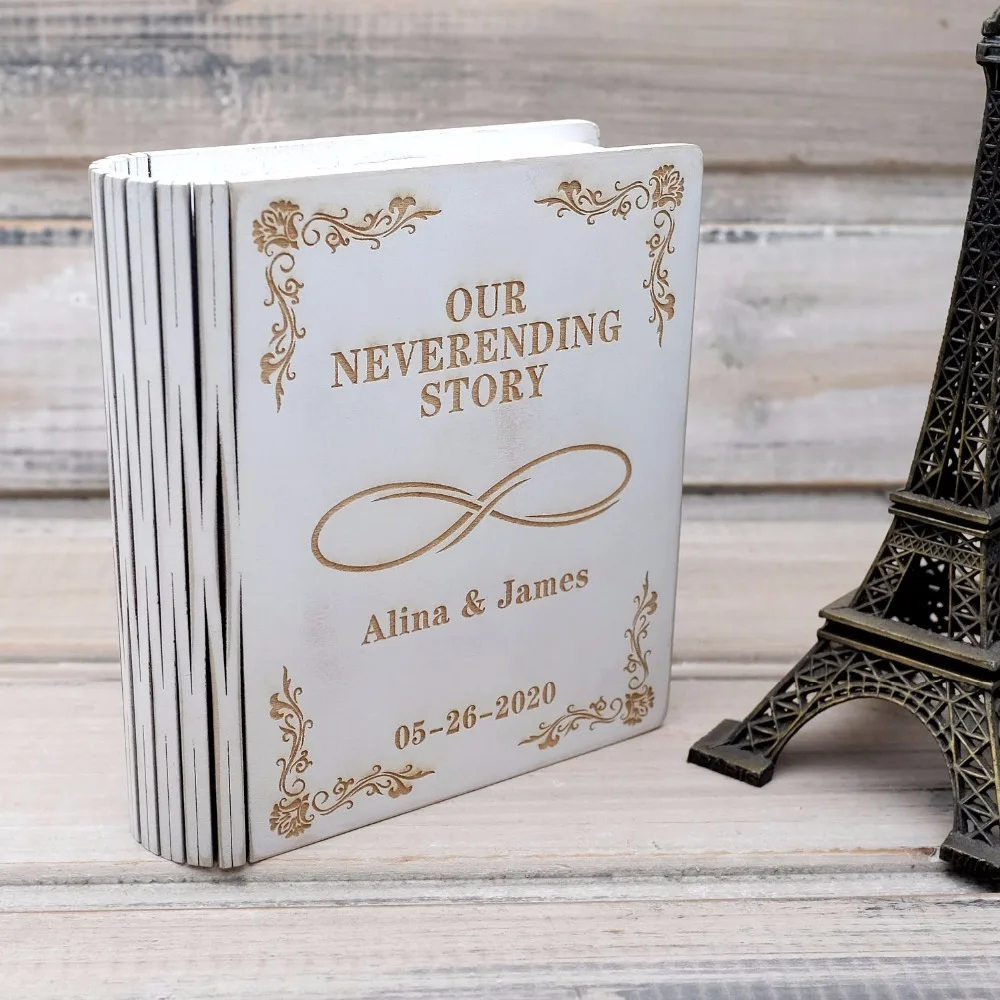 Anel de Casamento Caixa de Anel de Madeira Presente de Casamento do Dia dos Namorados para Noivado Personalizado Titular Branco Jóias Bearer Rústico 4 Display e embalagem p/ joias