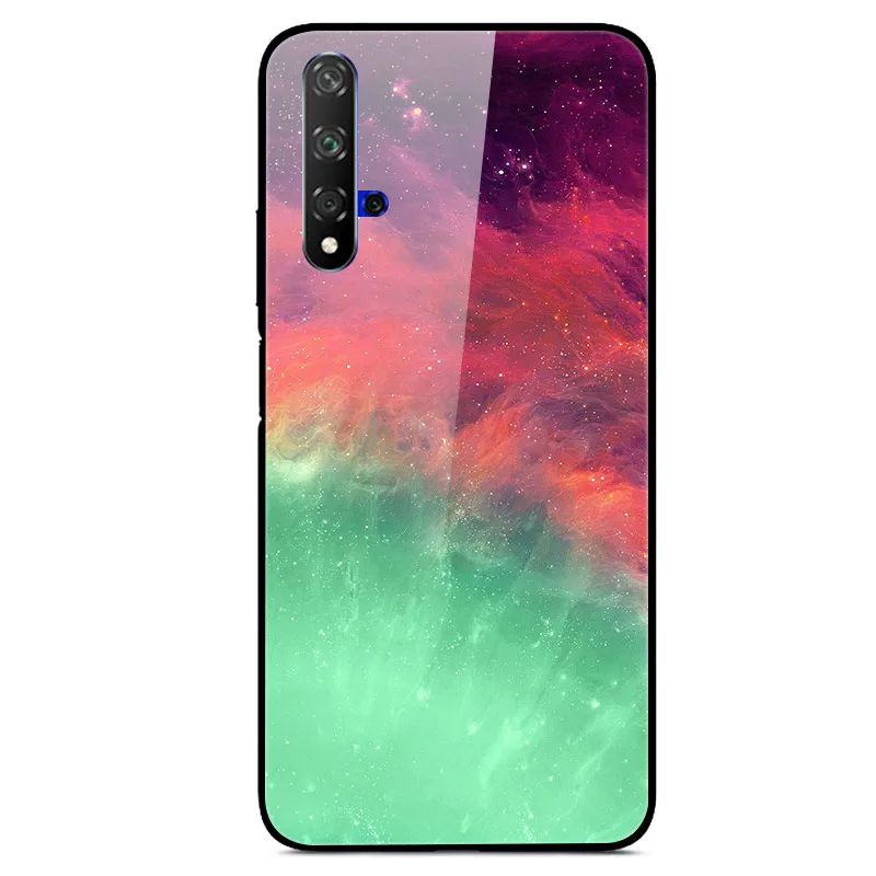 40 Чехол для huawei Nova 5 t, черный силиконовый бампер, жесткая задняя крышка для huawei Nova 5T Nova5t 5 t, чехол для телефона, закаленное стекло - Цвет: 40