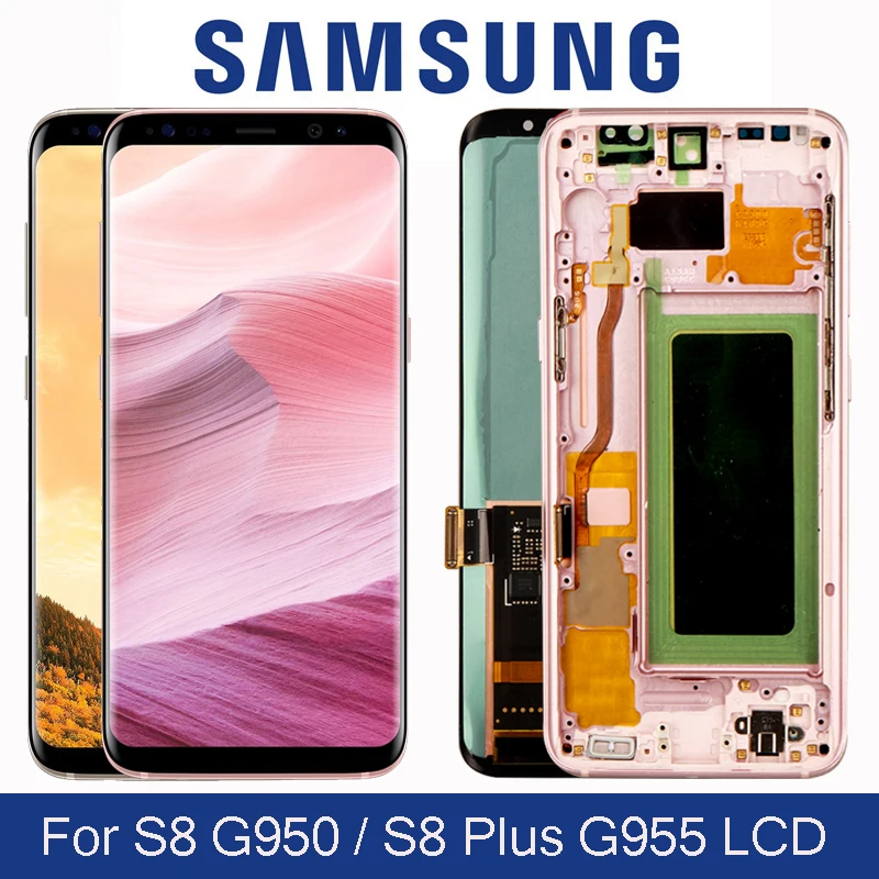 Оригинальный ЖК дисплей с рамкой для замены Samsung S8 Plus G955F G950F Super AMOLED сенсорный