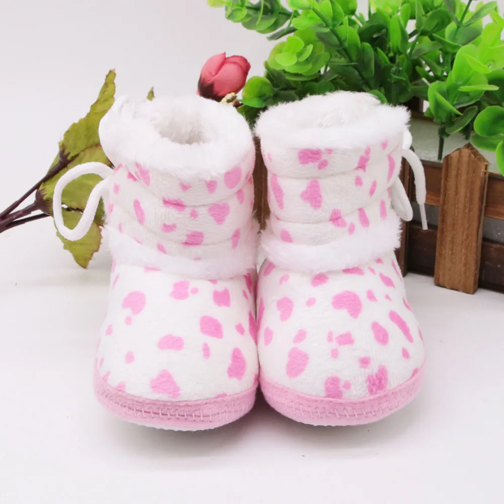 Детские леопардовые мягкие ботиночки для девочек и мальчиков, Нескользящие младенческие сапоги для снега, теплая обувь для новорожденных, детские зимние сапоги на шнуровке