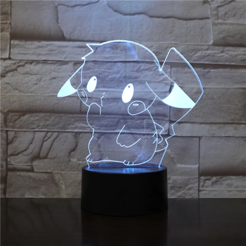 3D иллюзия ночник 7color Изменение Настольная лампа Дракон Pokeball Пикачу Покемон Иви огни детские игрушки Праздничные подарки