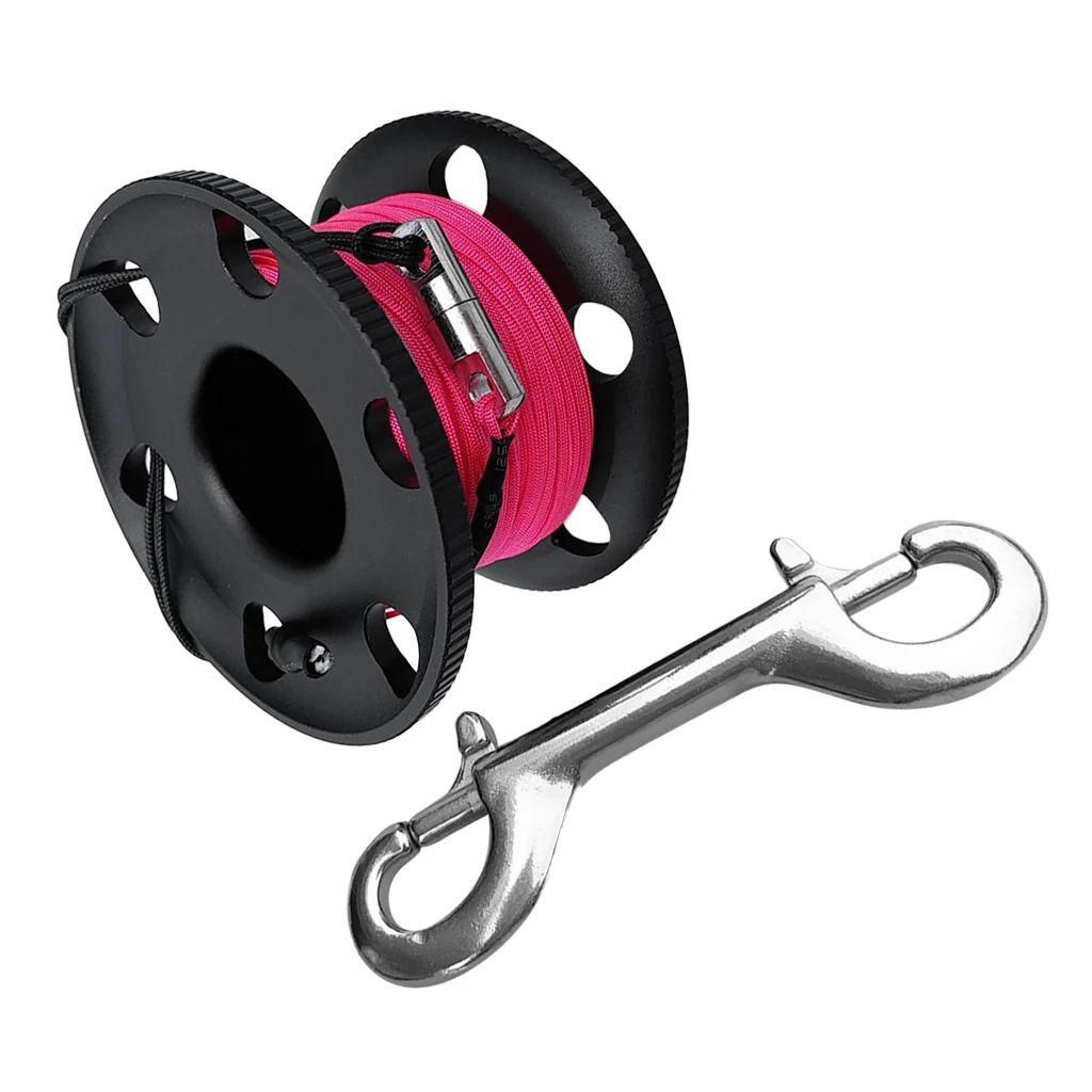 

2pcs Portable Scuba Finger Reel Guide Line Spool Swivel Black 50m+Gold 30m