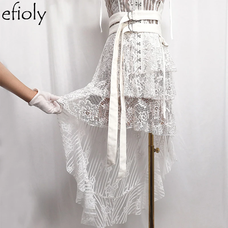 EFIOLY LYQ19A0079 высококачественное дизайнерское платье для подиума летнее женское сексуальное открытое кружевное богемное пляжное платье с открытыми плечами