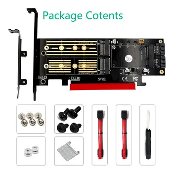 

3 in 1 Apapter Msata PCIE M.2 NGFF Key E NVME SATA 3 Channel SSD Read Write LED Indicator to PCI Express 4X SATA3 Apapter
