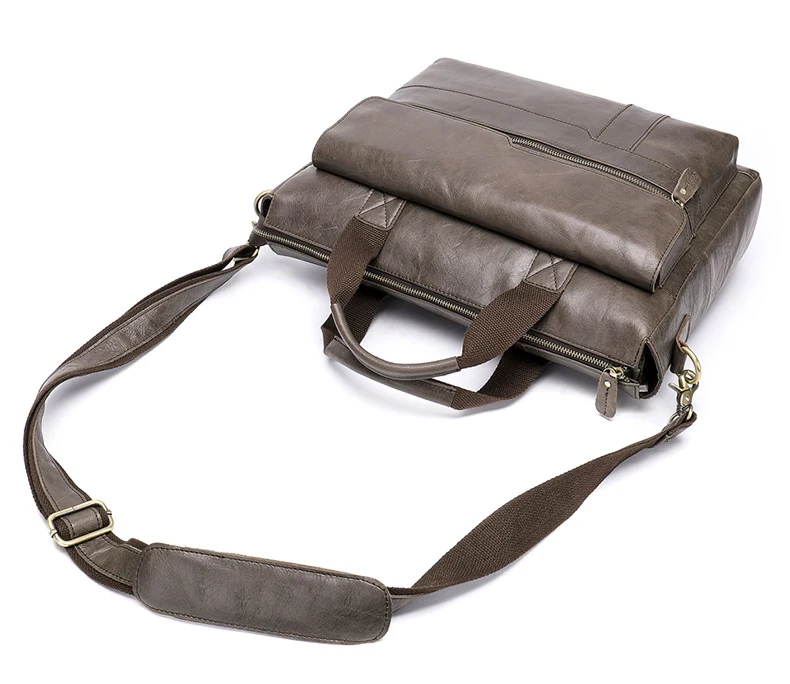 Из натуральной кожи черные портфели Для мужчин 14 дюймов Сумка для ноутбука Повседневное сумки Высокое качество мужской ручной работы из