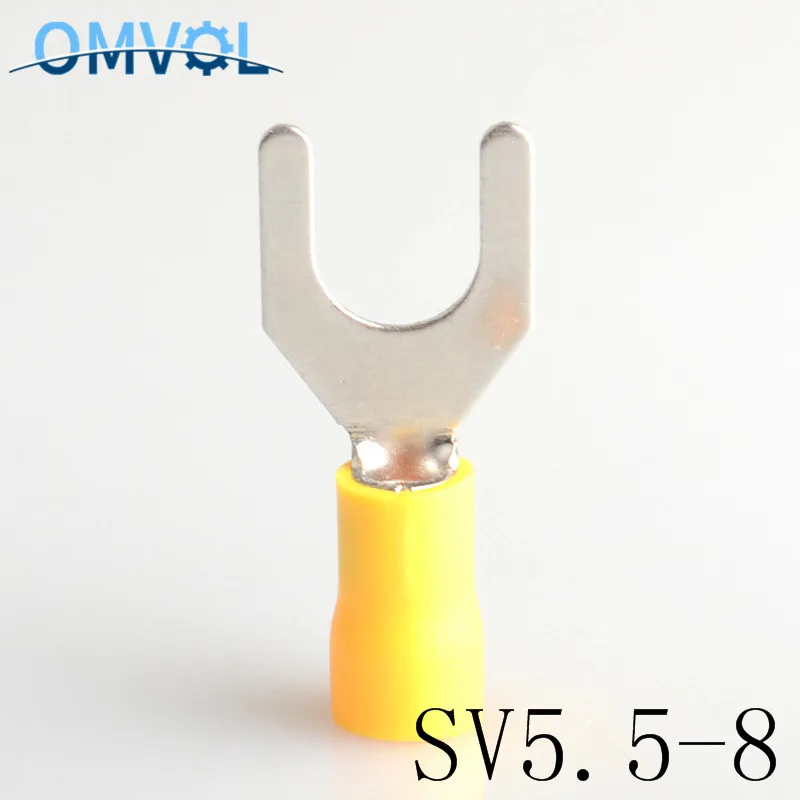 SV5.5-8 терминал кабель провода разъем 20 шт. изолированные Вилка Лопата обжимной разъем терминалы электропроводки - Цвет: Цвет: желтый