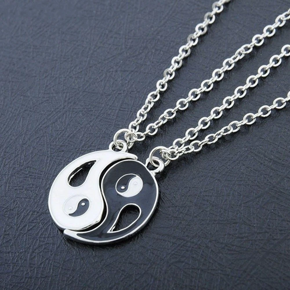 2 unids/set par collares chino Tai Chi chismes desterrar mala suerte encanto colgante ChainNecklace amantes de la joyería de regalo de San Valentín