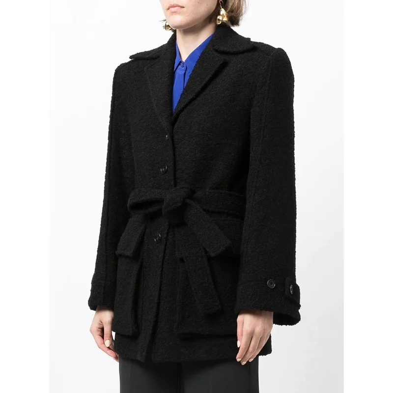 Женское шерстяное пальто с отложным воротником однобортный Кардиган длинным