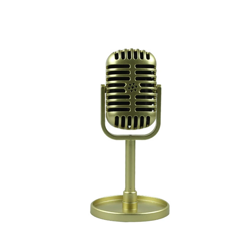 Classic Retro Dynamic Vocal Microphone Vintage Style Mic Universal Stand Model Simulated microphone(Not a real microphone) 