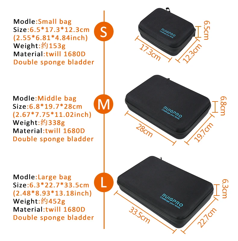 Переносная сумка для хранения, защитный чехол, коробка, 3 размера, сумка для GoPro Hero 8 7 6 5 4 3 Xiaomi YI Sjcam, аксессуары, сумка для камеры