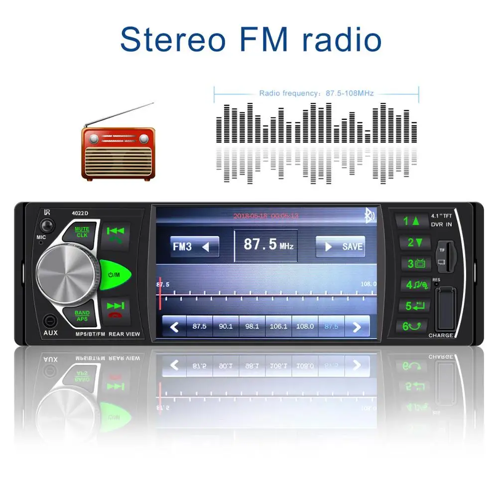 Авторадио 1 Din автомобильное радио Bluetooth oto teypleri камера заднего вида 4022d тюнер estereo