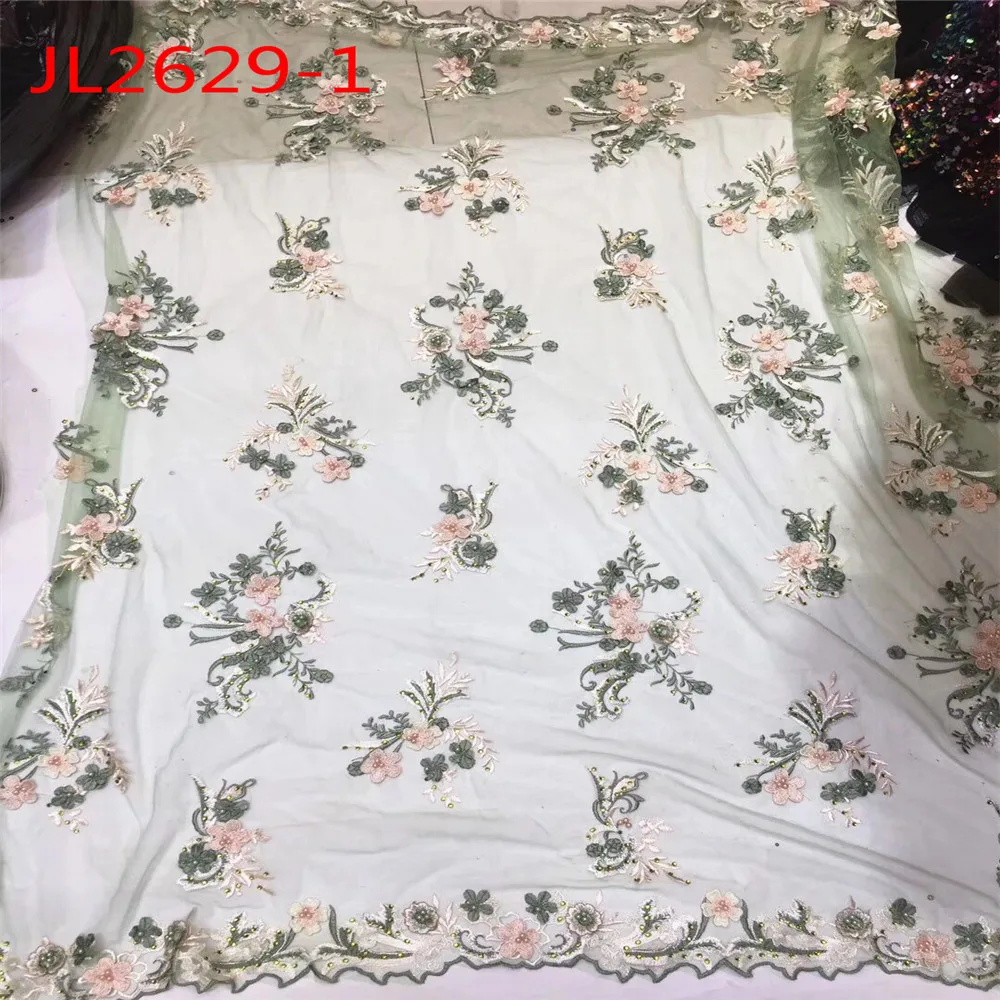 Hot selling Italian new design baby pink high- class embroidery transparent mesh child skirt fabric 5 yards