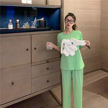 

Pajamas 2020 summer new Korean cute rabbit short-sleeved ladies nightwear loose soft sleepwear home service fashion night gown