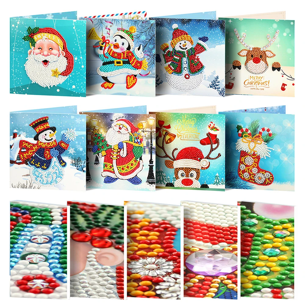 

EverShine Diamond Painting Cards Santa Claus Picture Rhinestones Diamond Embroidery Greeting Postcards Diamond Mosaic Art Kits