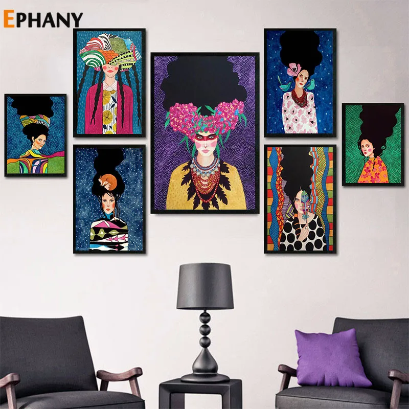 

Abstract Girl Hair Flower Wall Art Canvas Painting Colorful Fashion Women Posters and Prints Pictures for Living Room Decor