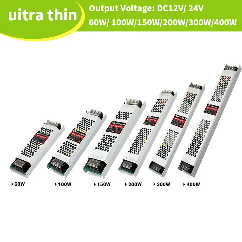 

Ultra Thin LED Power Supply DC 12V 24V Lighting Transformer 60W 100W 150W 200W 300W 400W LED Driver Power Adapter For LED Strip