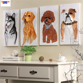 

Nordic Wall Animal Decoration Creative Simulation Stereoscopic Siberian Husky Golden Retriever Resin Wall Accessories X2391